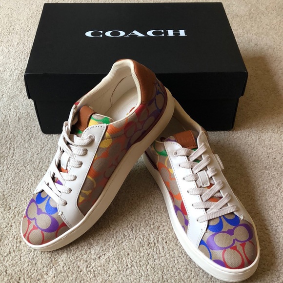 lowline rainbow coated canvas sneakers